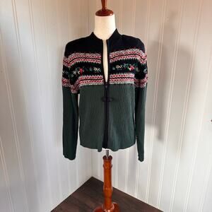 Vintage 90s Hand Embroidered Twee Cardigan L
